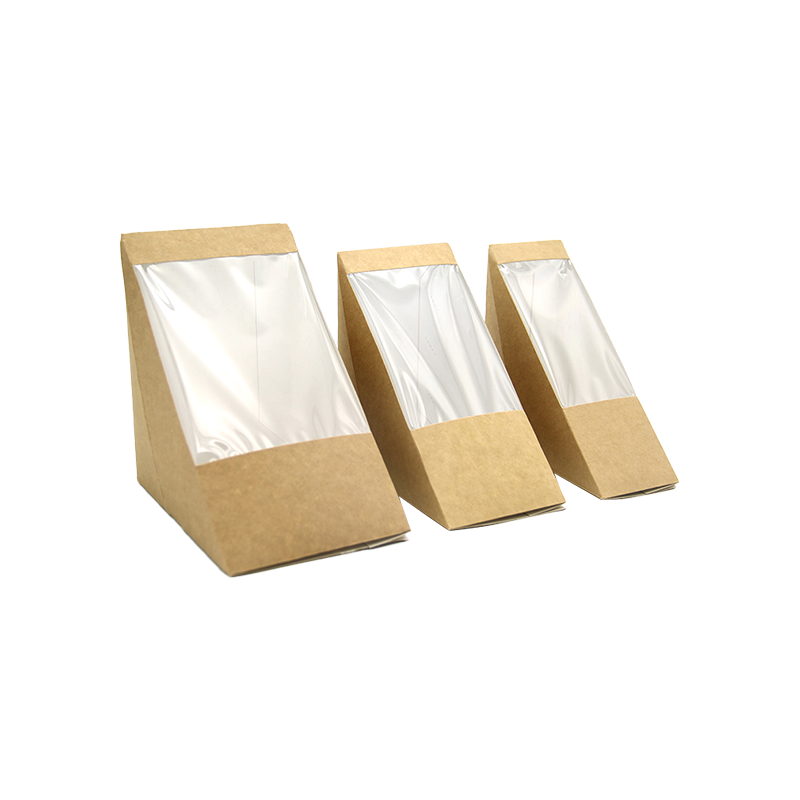 Triangulum Sandwich Box cum Fenestra Kraft Paper Sandwico Cuneum Box Cibus Packaging Takeaway Pyxidas in Bakery mensa