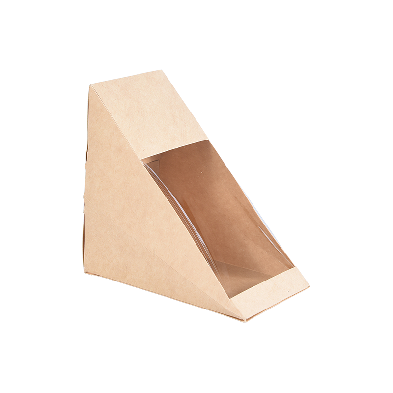 Triangulum Sandwich Box cum Fenestra Kraft Paper Sandwico Cuneum Box Cibus Packaging Takeaway Pyxidas in Bakery mensa