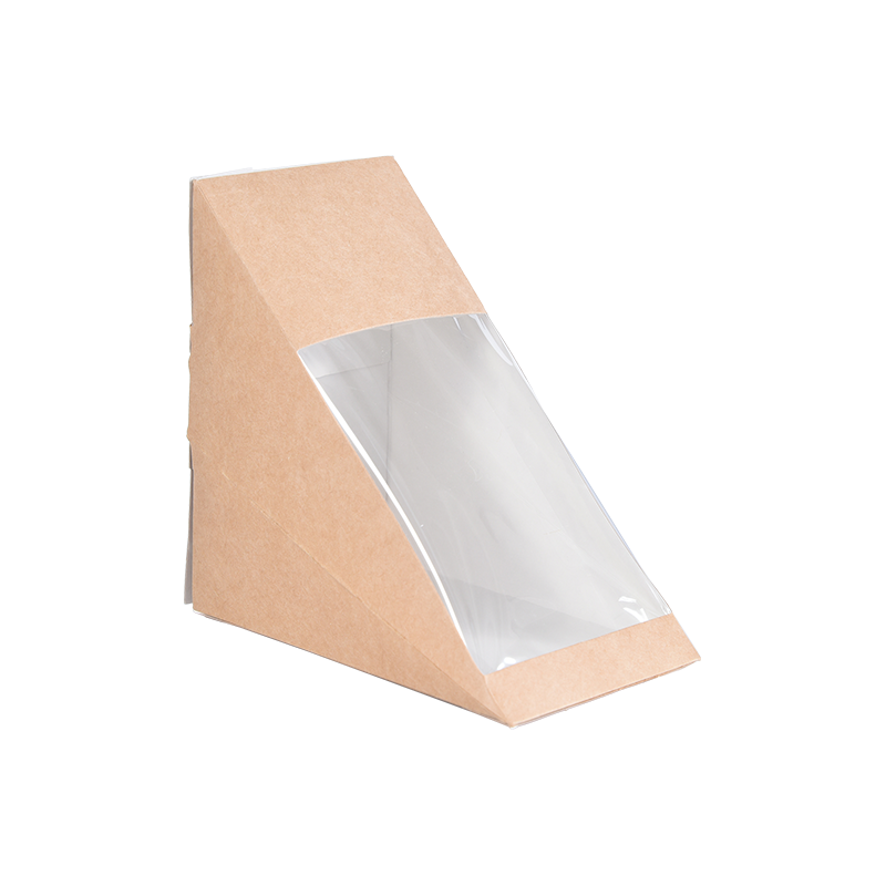 Triangulum Sandwich Box cum Fenestra Kraft Paper Sandwico Cuneum Box Cibus Packaging Takeaway Pyxidas in Bakery mensa