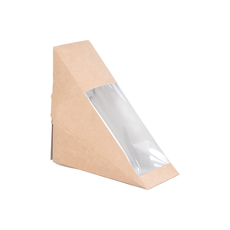 Triangulum Sandwich Box cum Fenestra Kraft Paper Sandwico Cuneum Box Cibus Packaging Takeaway Pyxidas in Bakery mensa