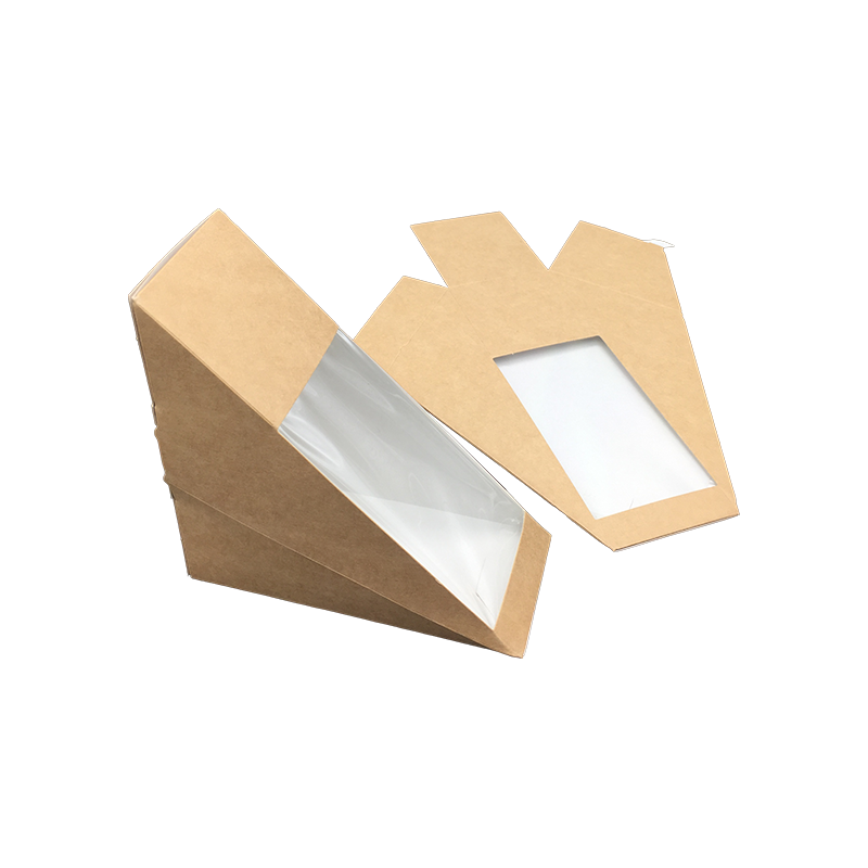 Triangulum Sandwich Box cum Fenestra Kraft Paper Sandwico Cuneum Box Cibus Packaging Takeaway Pyxidas in Bakery mensa